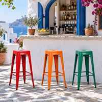 TH-1001(30) Tabourets de bar modernes en acier coloré personnalisables pour intérieur, hauteur de comptoir, siège métallique durable et stable pour bar à domicile et salle à manger