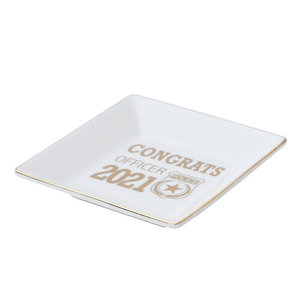 Qushine Square Gold Ring Dish Trinket Tray <strong>Ceramic</strong> <strong>Jewelry</strong> Plate - Product Image 3