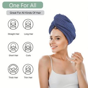 Serviette turban magique super absorbante en microfibre pour femmes, séchage rapide des cheveux - Product Image 3