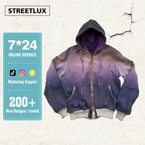StreetLux Fabricación Logotipo personalizado Sudaderas con capucha con estampado de pantalla Monkey Wash Heavy Weight Zip-up Sudaderas con capucha de alta calidad desgastadas - Product Image 1
