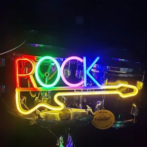 Rock Music Art Suspendu Néon Veilleuses USB/À Piles Led Guitare Signe pour Mur Bar Chambre Fête Club Décoration