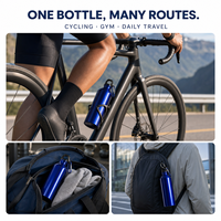 Bouteille d'eau sport en aluminium à petite ouverture pour cadre de vélo, avec mousqueton, idéale pour l'escalade et le cyclisme en extérieur