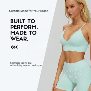 EnovStars <span class=keywords><strong>Soutien</strong></span>-<span class=keywords><strong>gorge</strong></span> de sport personnalisé sans coutures à bretelles pour femme, avec coussinets amovibles, col en V, en nylon et élasthanne, pour yoga, gym, fitness, entraînement, 8 couleurs, OEM - Product Image 1