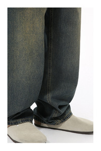 Consegna Rapida Jeans Americani Retrò Camo Scimitar a Vita Alta per Uomo e Unisex, Design Invertito, Gamba Larga - Product Image 3