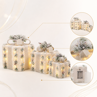 Batteriebetriebene Beleuchtete Weihnachtsgeschenkbox-Dekorationen 3-teiliges Set Eisen Feiertagsdekoration
