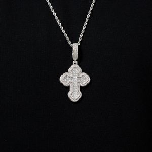 Cross Pendant Copper Alloy Pave Setting Zircon Hip Hop Unisex Necklace Silver Gold 24 Inch Chain - Product Image 4