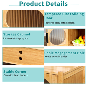 خزانة تلفزيون عصرية مخصصة من الخيزران ببابين ورفين مفتوحين - Product Image 5