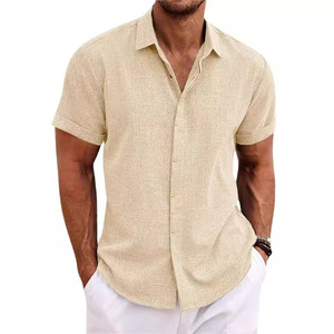Camisa de Lino de Manga Corta para Hombre, Casual, con Botones, Transpirable, para Playa, Verano, Ligera, Mezcla de Algodón - Product Image 5