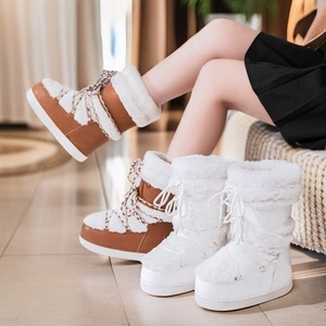 Botas de Nieve Tejidas Estilo Moot, para Mujer, Fáciles de Poner, Modelo Nuevo Invierno 2025, con Aislamiento Térmico de Algodón, Botines - Product Image 1