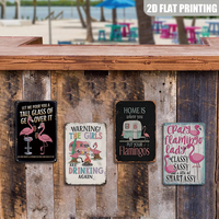 Let Me Pour You a Tall Glass of Get Over It Flamingo, Letrero Metálico Vintage, Decoración de Pared Retro Divertida para Bar