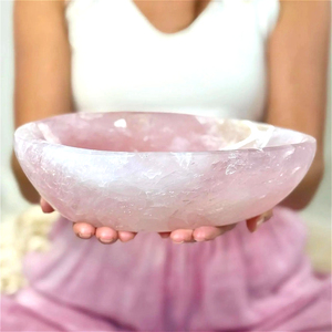 Cuencos de Cristal Natural para Postre, Artesanías de Cristal, Plato de Piedra de <span class=keywords><strong>Cuarzo</strong></span> <span class=keywords><strong>Rosa</strong></span> Natural para Purificación - Product Image 1
