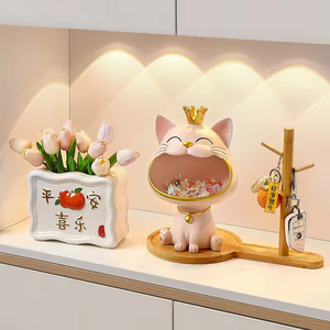 Gato de Boca Grande Creativo, Decoración de Resina para Sala de Estar, Entrada del Hogar, Almacenamiento, Adorno de Gato del Destino para Puerta/Mesa del Hogar - Product Image 1