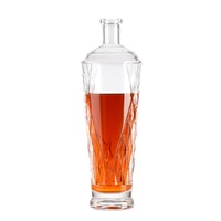 Haute qualité usine directe 750ml haute flint bouteilles en verre pour liqueur fantaisie bouteille d'alcool en verre