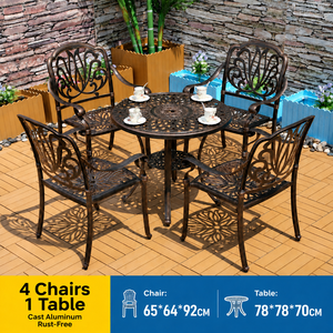 Ready to Ship Modern Outdoor Cast Aluminum <strong>Table</strong> <strong>and</strong> <strong>Chairs</strong> <strong>Set</strong> for Balcony Terrace Villa Garden Patio Furniture - Product Image 1