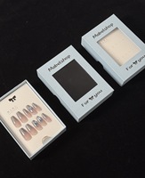 Boîte d'emballage pour faux ongles avec logo personnalisé, bleu clair, avec fenêtre transparente et plateau intérieur, pour ongles press-on faits main