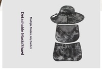 Nouveau chapeau ventilateur solaire en polyester détachable pour la pêche, la randonnée et le camping en extérieur avec protection UV et pare-soleil