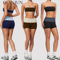 Ensemble de yoga 2 pièces pour femme avec soutien-gorge sans bretelles et short de cyclisme taille haute, vêtements de sport et de fitness, tenue décontractée d'été
