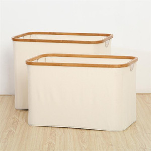 Wholesale Collapsible <strong>Small</strong> Bamboo Rim Laundry <strong>Hamper</strong> for Storage, Clothes Towels Blankets Toys Organizer - Product Image 1