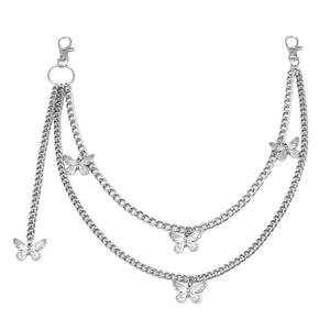 Chaîne de taille papillon double couche en alliage de zinc, style punk, chaîne de corps tendance hip-hop, chaîne de pantalon multicouche pour usage quotidien - Product Image 5