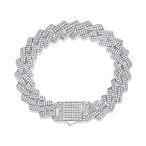 Xinfly Wholesale Fine Jewelry Hip Hop 925 <b>Solid</b> Sterling <b>Silver</b> 10mm 14mm Ice Out Moissanite Diamond Cuban Link <b>Bracelets</b> - Product Image 1