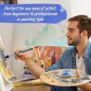 Fournitures d'art professionnelles, ensemble de 7 pinceaux, manche bleu, poils en nylon, pinceaux d'art, manche en bouleau, pinceaux multi-usages pour peinture à l'aquarelle - Product Image 5