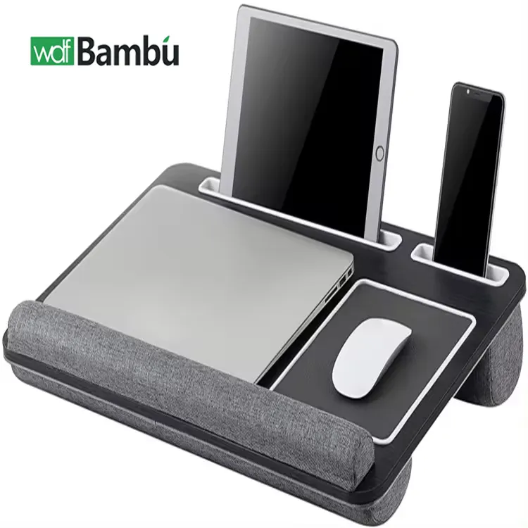 WDF Offre spéciale OEM/ODM Support pliable pour ordinateur portable Bureau en bambou Support réglable pour ordinateur portable en bambou Table pour ordinateur portable