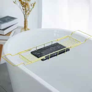 Accessoires de salle de bain en acier inoxydable, étagère de rangement rétractable en marbre anti-baignoire, étagère d'extension pour salle de bain - Product Image 4