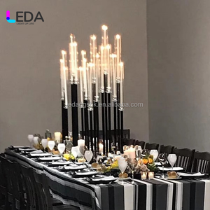 8-Arm <b>Black</b> Metal Square High Quality <b>Candle</b> <b>Holders</b> for Wedding and Valentine's Day Table Centerpiece Customizable Candelabra - Product Image 3