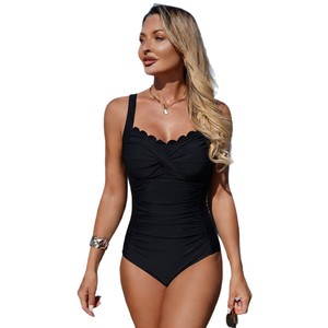 ชุดว่ายน้ำวันพีซสำหรับผู้หญิง แบบผูกคอไขว้ แต่งขอบตัดกัน ผ้าสเตรช สำหรับเล่นกีฬาทางน้ำชายหาด - Product Image 5