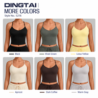 Débardeur d'entraînement Dingtai Sweetheart à col en V et dos nageur pour femme, double couche non rembourrée, effet seconde peau, pour yoga et course à pied