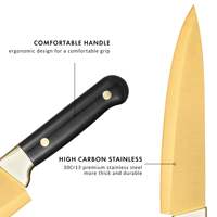 Vente en gros d'usine, ensemble de 8 couteaux de chef ambidextres faits à la main de haute qualité, en acier inoxydable, couteaux utilitaires, couteaux à éplucher les fruits, couleur or