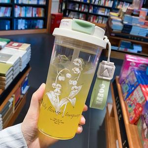 Chất Lượng Cao 2024 Mới Cốc Nước Bảo Vệ Môi Trường Rơm Cốc Cầm Tay Cốc Nhựa Cao Cấp Ánh Sáng Sang Trọng Chai Nước - Product Image 5