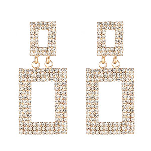 Pendientes de Moda Europeos y Americanos con Pedrería, Diseño Cuadrado Hueco, Geométricos y Refinados, Modelo <span class=keywords><strong>E608</strong></span> - Product Image 2