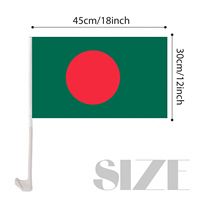 Drapeau de voiture personnalisé en polyester 12 x 18 pouces avec tige en plastique, fanion promotionnel du Bangladesh sur mesure
