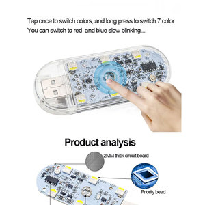 Lampe tactile à <span class=keywords><strong>LED</strong></span> Mini éclairage intérieur de <span class=keywords><strong>voiture</strong></span> sans fil Lampe de lecture de plafond de toit automatique Chargement USB Ampoules d'ambiance - Product Image 5