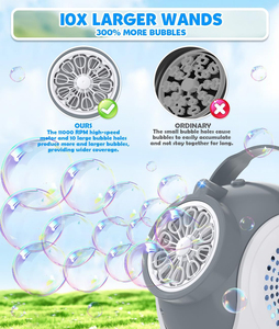 Regalos para Niños y Niñas, Juguetes Auto 360 °   Rotación 75 °   Máquina <span class=keywords><strong>de</strong></span> Burbujas Recargable con 10 Varitas Grandes y Rango <span class=keywords><strong>de</strong></span> Inclinación Ajustable para Niños - Product Image 4