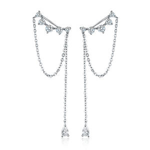 FUAMAY — Boucles D'oreilles en diamant, bijoux de danse, 2021, en forme de goutte d'eau, Long, chaîne grimpante, en forme de goutte d'eau - Product Image 2