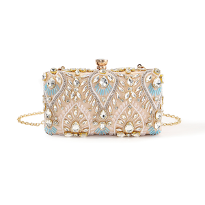 Bell Luxury Designer Inspired Pearl Handle Rhinestones Knot Evening Bag Chain <b>Clutch</b> Fashion Elegant Party Prom <b>Wedding</b> Mini - Product Image 4