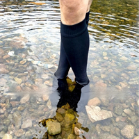 Chaussettes de randonnée imperméables et coupe-vent pour hommes, logo personnalisé ODM, chaussettes de pêche, de ski et de camping en nylon chaud à 3 couches pour jeunes, chaussettes hautes jusqu'au genou