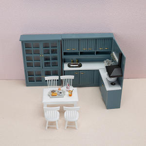 Nuevo 1:12 cocina en miniatura de madera mesa de cocina y silla de comedor gabinete traje escena accesorios DIY juguete casa de muñecas - Product Image 3