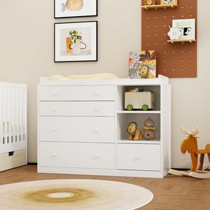 Table à langer classique pour bébé Coiffeuse avec tiroirs Table à langer pour bébé Chambre d'enfant Changingstation de couches - Product Image 4