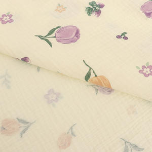 Tissu en mousseline de coton écologique, imprimé multicolore, <span class=keywords><strong>gaze</strong></span> froissée pour robes et jupes féminines, tissu léger et respirant - Product Image 6