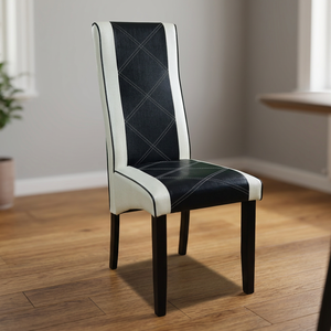 Chaise de salle à manger solide et écologique NGYE1, moderne, avec pieds en bois d'hévéa, dossier haut, rembourrage en cuir PU, pour entrepôt - Product Image 3