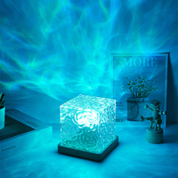 USB Aurora Borealis lámpara dinámica océano ola agua ondulación patrón Multicolor LED noche proyector para decoración de dormitorio cuadrado
