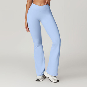 Pantalones de Yoga de nueva moda cielo <span class=keywords><strong>azul</strong></span> Campana-bottoms medias deportivas alto elástico levantamiento de glúteos que absorbe la humedad mujeres gimnasio Leggings - Product Image 5