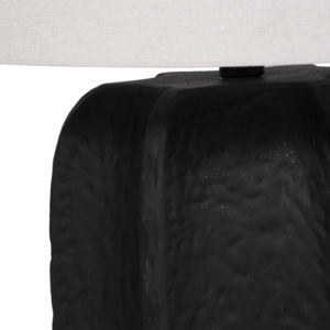 Lampada da Tavolo Texturizzata con Base in Resina Nera e Paralume Bianco, Illuminazione Decorativa per Camera da Letto e Soggiorno - Product Image 4