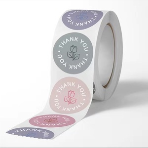 1 Inch Thank You Stickers Roll Round Rose Design Thank You <b>Labels</b> for Small Business <b>Packaging</b> - Product Image 4
