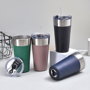 Vaso de Cerveza de Acero Inoxidable de Doble Pared de 20oz con Logotipo Personalizado, Taza de Viaje para Exteriores, Vaso para Vino con Tapa Abrebotellas y Pajita - Product Image 3