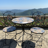 Style européen Fer Cour extérieure Jardin Charbon de bois Barbecue Grill Maison Extérieur Mosaïque Barbecue Table et chaises
