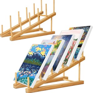 Étagère de rangement multifonctionnelle en bambou et bois, 2 pièces, étagère à plusieurs niveaux, étagère de présentation pour la cuisine, égouttoir à vaisselle - Product Image 1